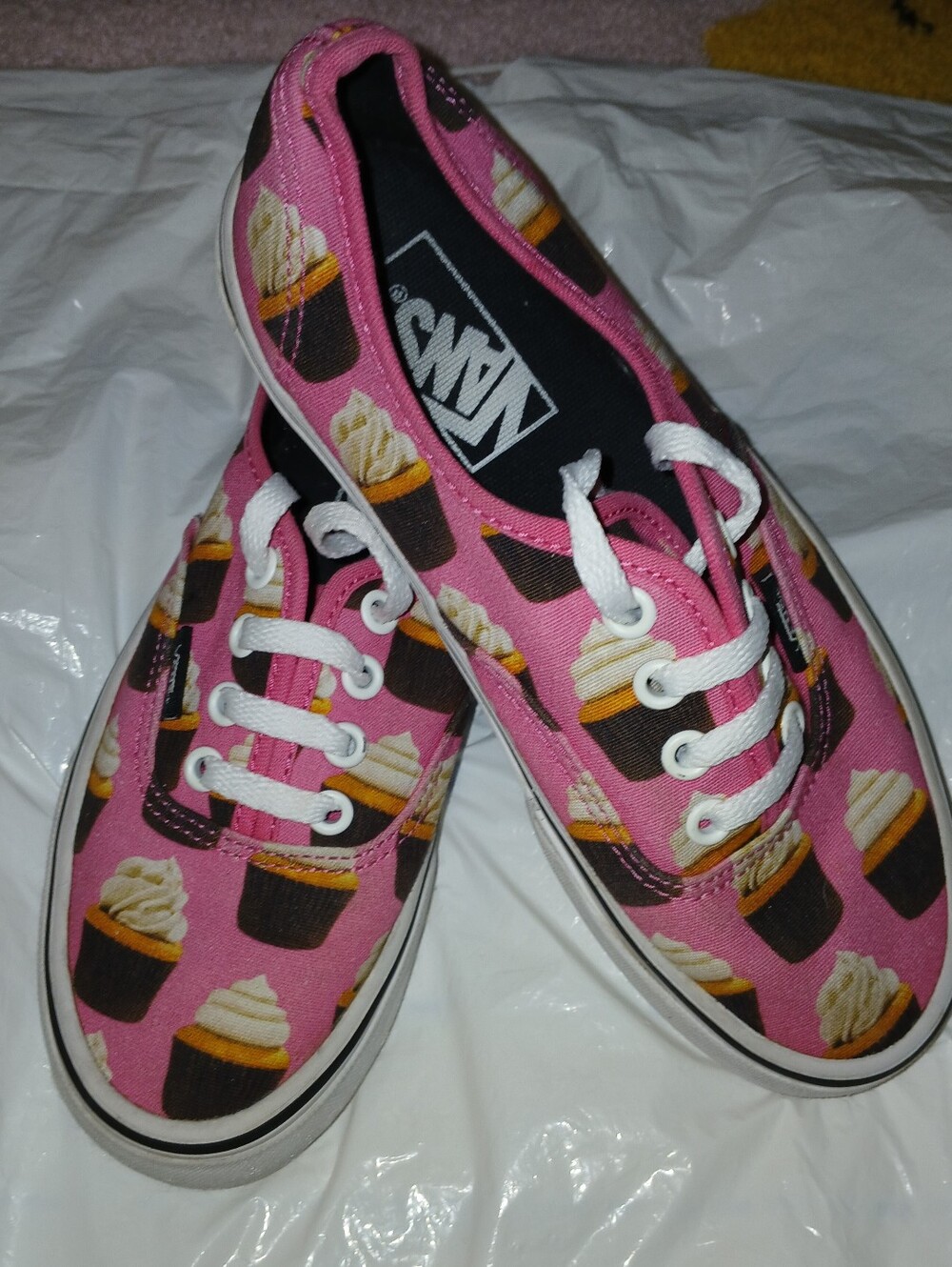 Pre-loved Vans Kids Pink Cupcake Canvas Sneakers.